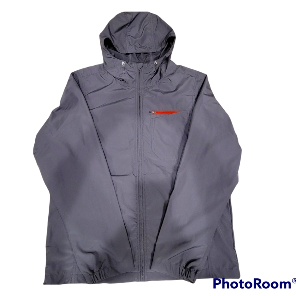 Prana Winn Rain Windbreaker Jacket Gray with Rust Size M